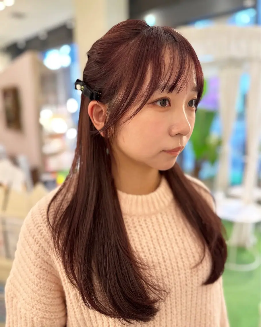 ロング カット ヘアカラー 韓国風レイヤーカット 🇰🇷❕モカのヘアスタイル