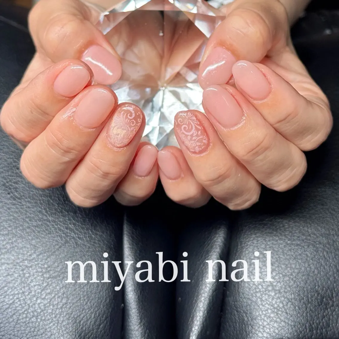 ネイル アートネイル ジェルネイル レース 持ち込み ピンク ハンドネイル miyabi nail 桂川駅近くのネイルデザイン