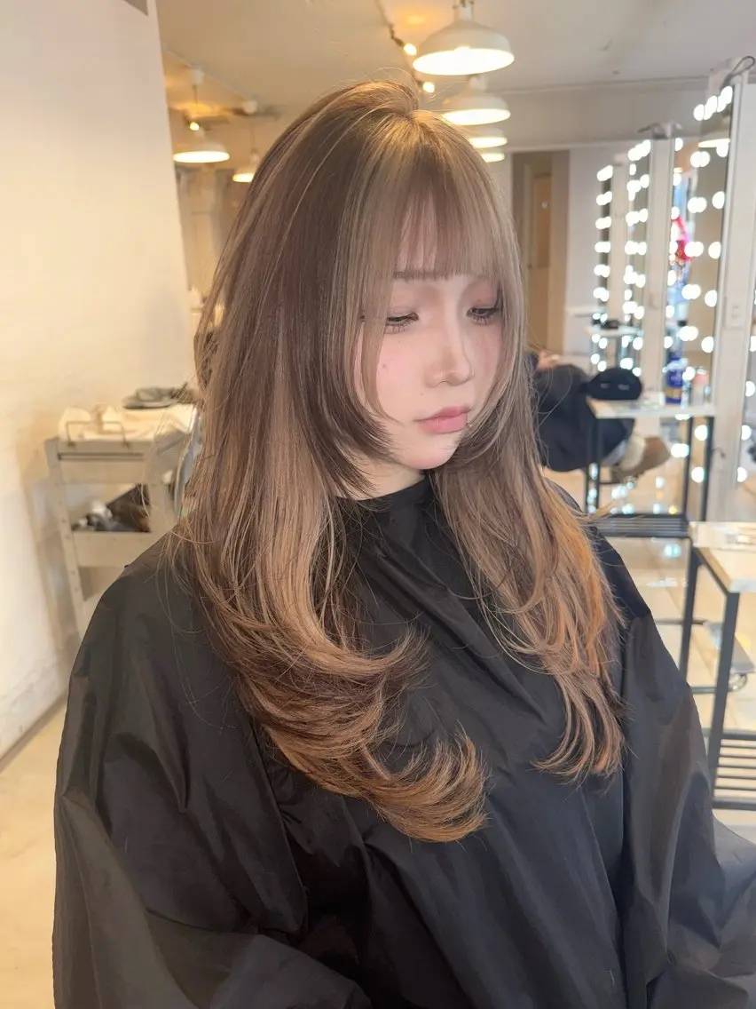 ロング カラー ヘアカラー トリートメント ヘアセット HARUNA/原宿/ デザイン/カットのヘアスタイル