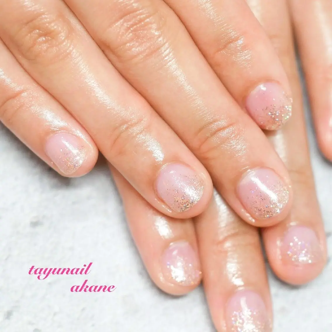 ネイル ブルー ジェルネイル グラデーション キラキラネイル ラメ(グリッター) ネイルサロン 【たゆnail】のネイルデザイン