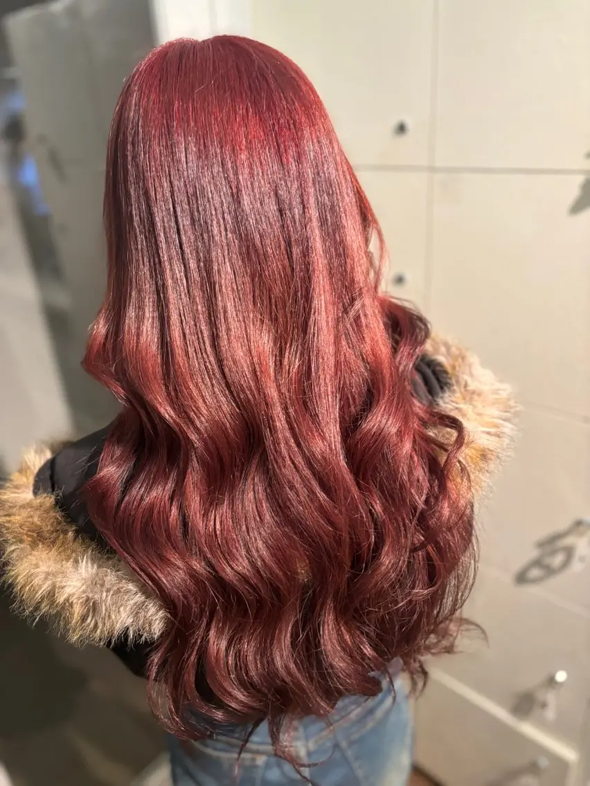 ロング カラー ブラウンカラー ピンクカラー レッドカラー レッドブラウン Rui /中野/モデル募集中のヘアスタイル