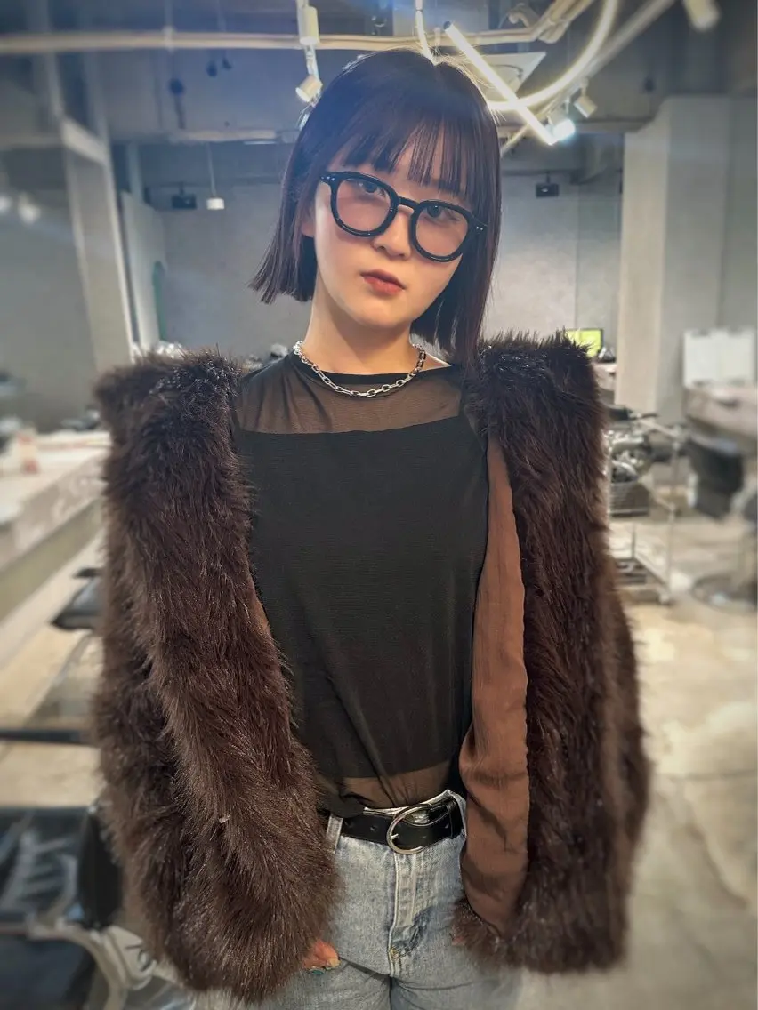 ミディアム 切りっぱなしボブ ボブ 不藤 代史伽のヘアスタイル