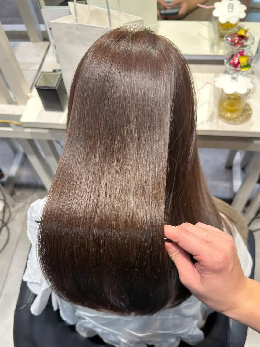 ロング カット ヘアカラー トリートメント 恵比寿結べるレイヤー 地毛風カラー大場のヘアスタイル