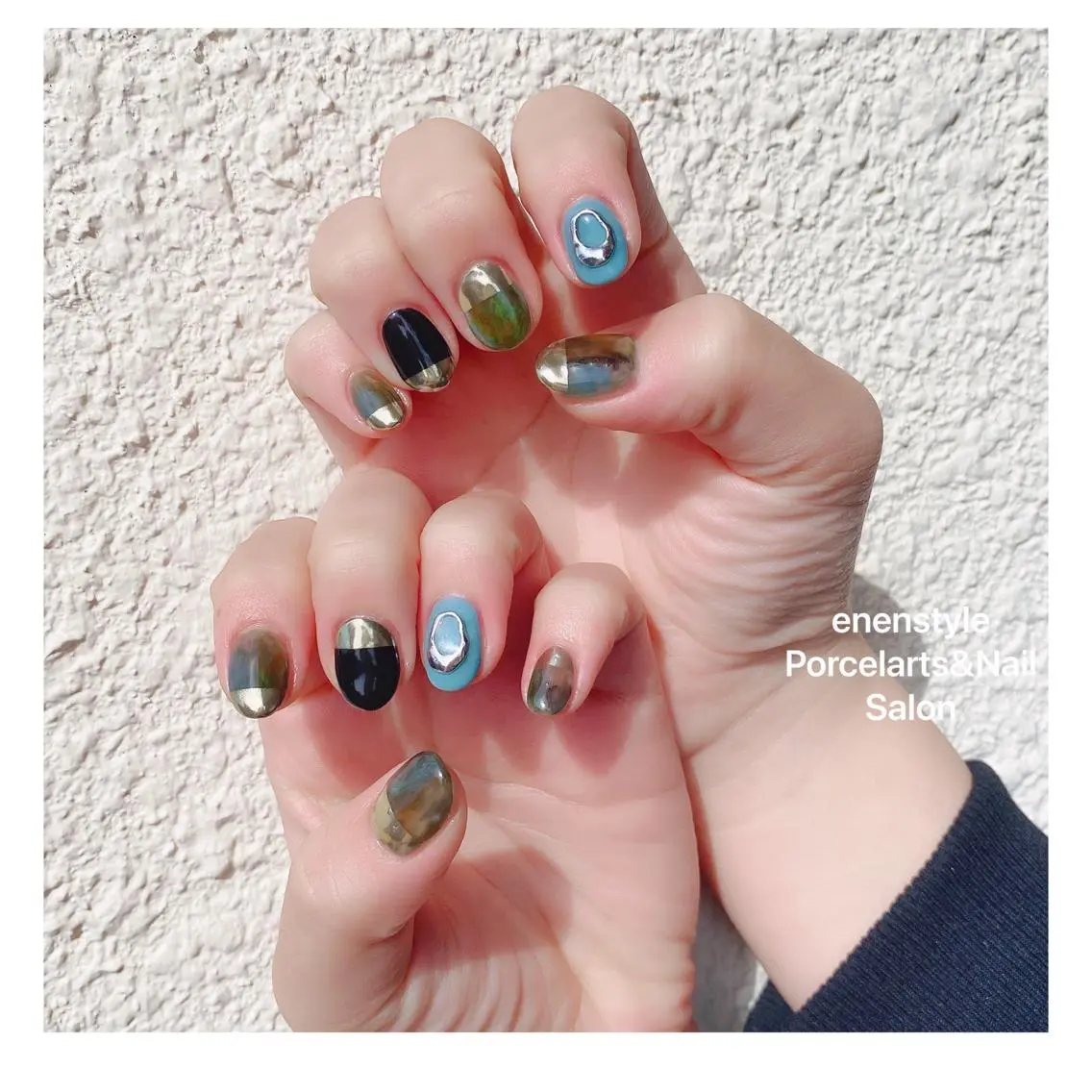 ミディアム ネイル ハンドネイル 🐾enen style 🐾のネイルデザイン