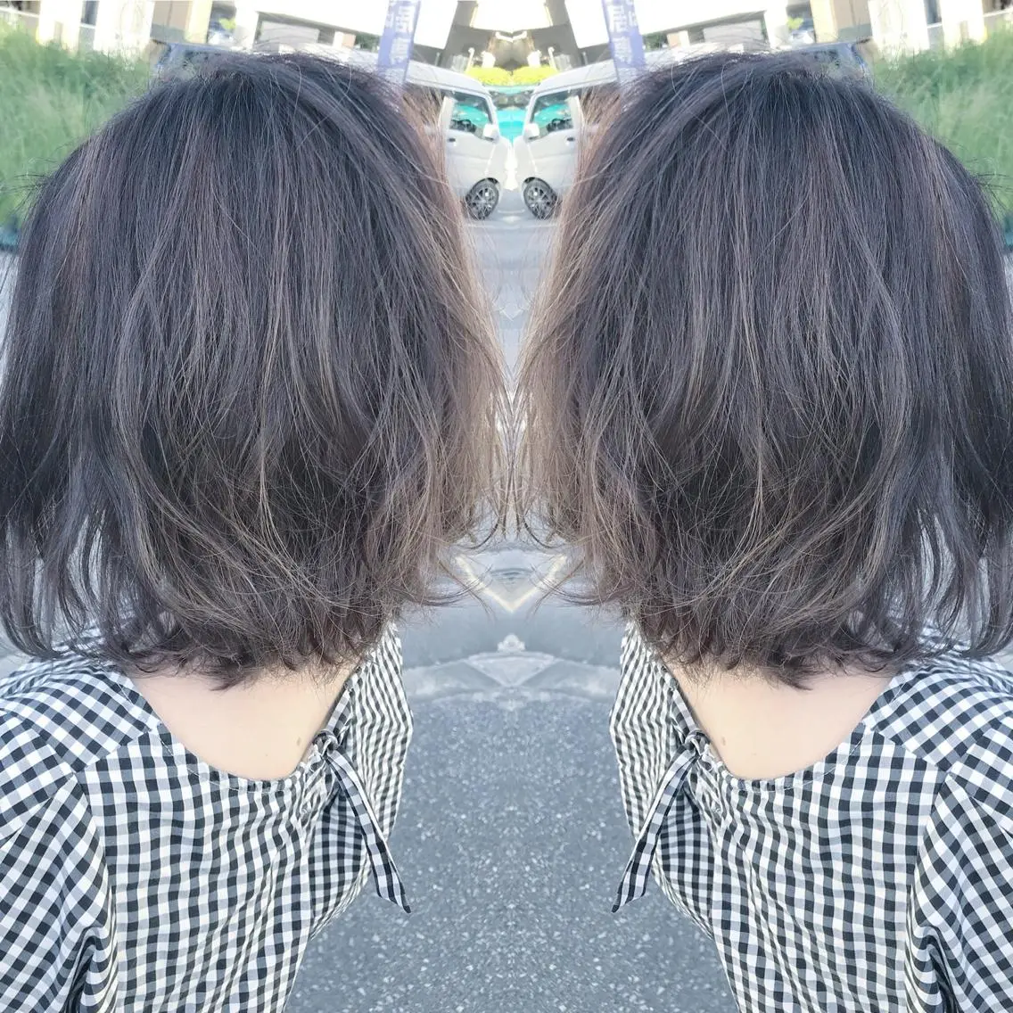 ミディアム カラー バレイヤージュ レイヤーカット カット ヘアカラー grand juteのヘアスタイル
