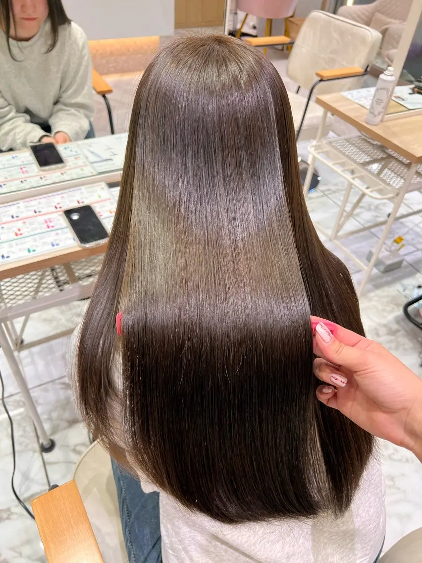 ロング 酸性ストレート カット 縮毛矯正 酸性ストレート人気 No,1/カスミ🩰のヘアスタイル