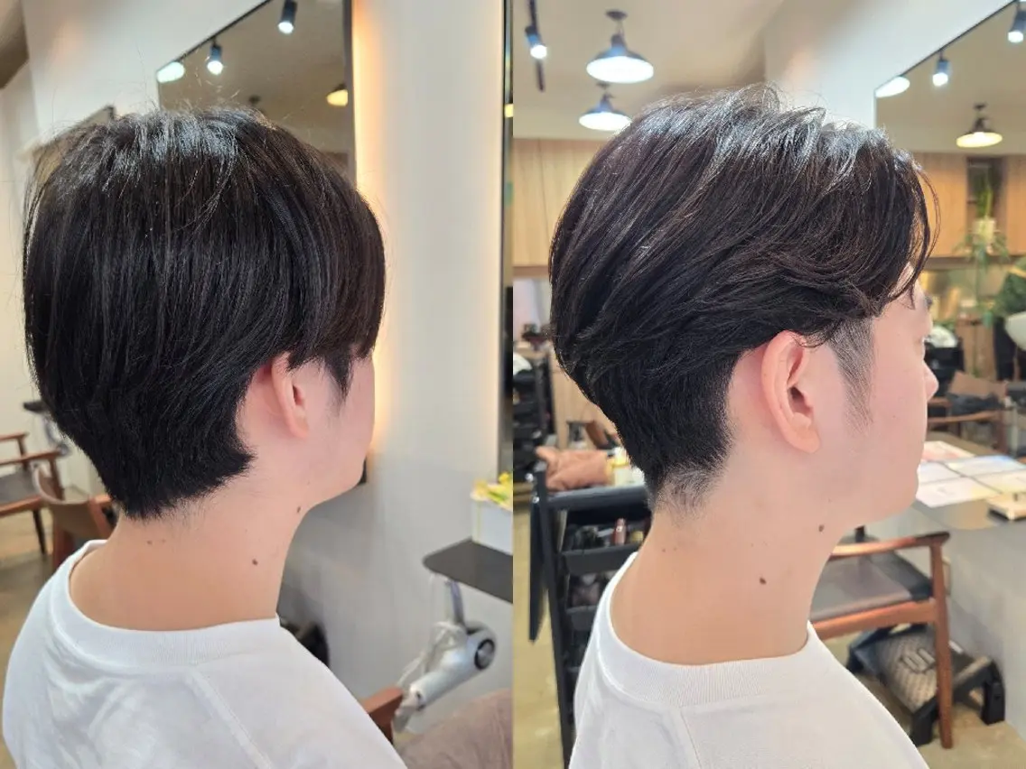ショート パーマ メンズ センターパート カット パーマ 野村 果音(カノン)のヘアスタイル