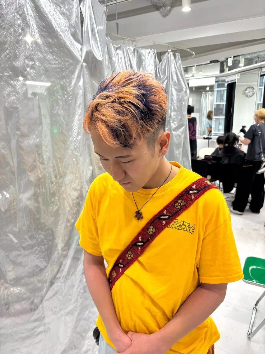 ショート カラー メンズ メンズブリーチ ブリーチ デザインカラー ヘアカラー トリートメント 飯牟田/パーマ ブリーチ/GEAR.のヘアスタイル