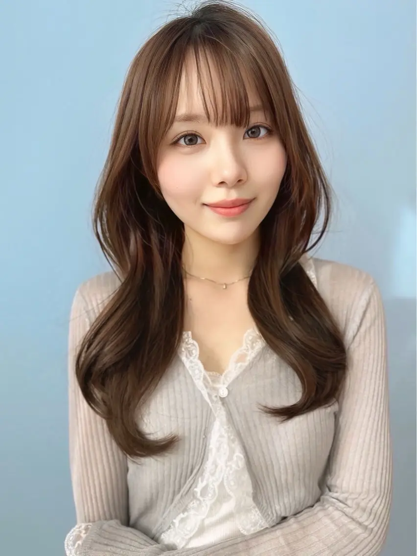 セミロング カラー くびれヘア 伸ばしかけ レイヤーカット 小顔カット カット ヘアカラー トリートメント 🧡LANA/栄/ レイヤー/ラテカラーのヘアスタイル