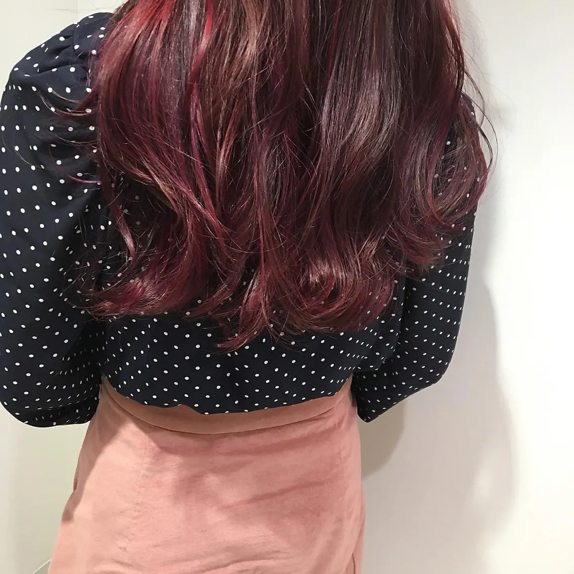 ロング カラー ヘアアレンジ グレージュ ピンクカラー 福壽 優奈のヘアスタイル