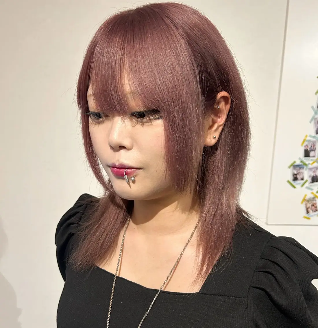 ミディアム カラー ベージュカラー ピンクカラー ピンクベージュ ヘアカラー hinano ヒナノのヘアスタイル