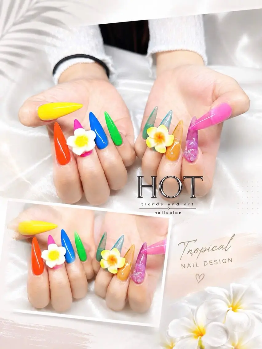 ネイル アートネイル オーロラネイル クリアネイル 長さ出し フレンチネイル ハンドネイル HOT Nail Salonのネイルデザイン