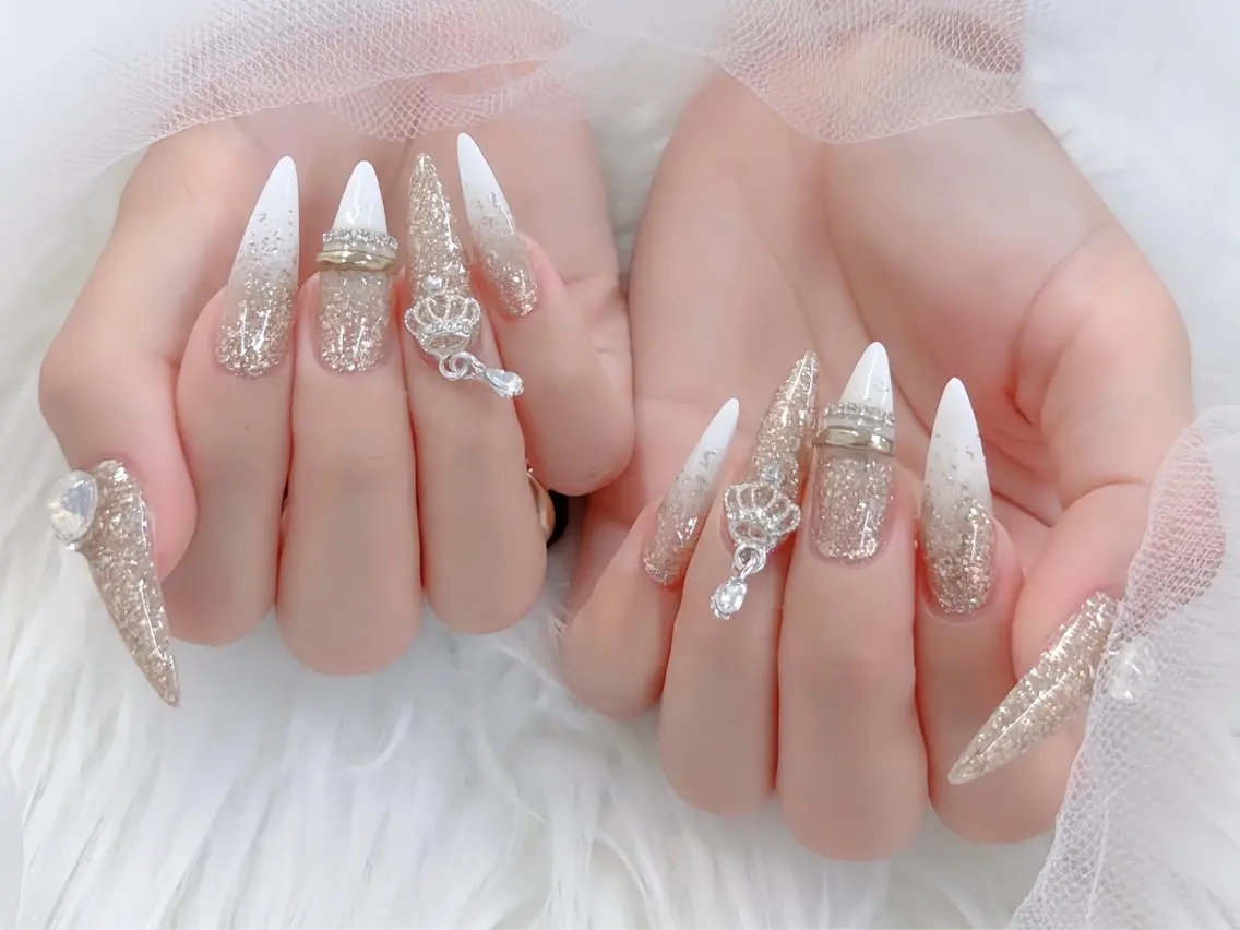 ネイル ブルー ジェルネイル ガーリー グラデーション グリーン ハンドネイル Rin Nail 新大久保店のネイルデザイン