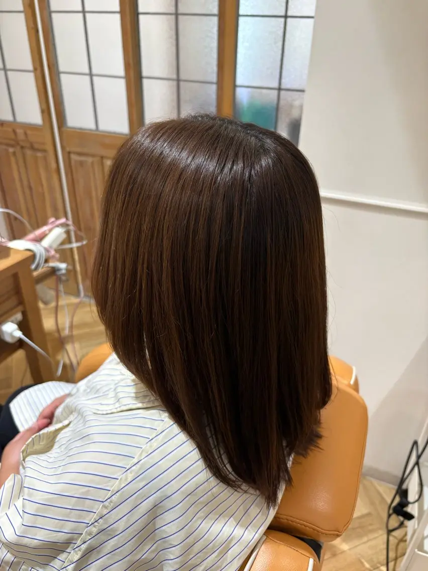 ミディアム 縮毛矯正 カット 縮毛矯正 マコ ✿︎のヘアスタイル