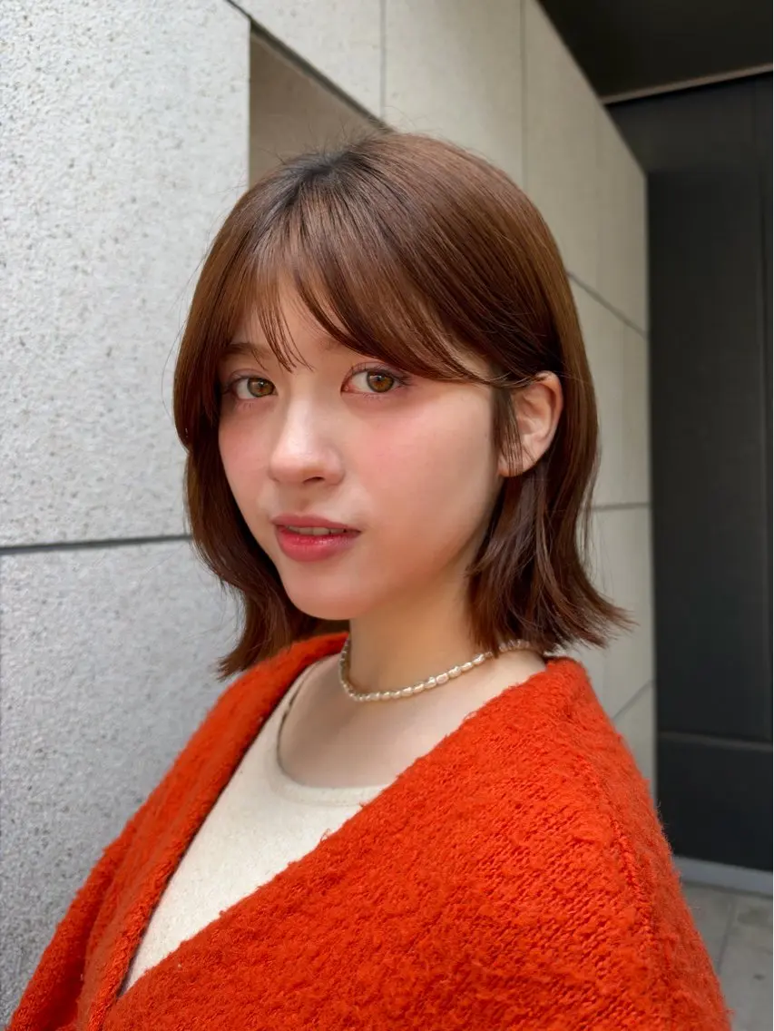 ミディアム 🧡ボブ/うる艶カラ ー🩵　さくら🌸のヘアスタイル