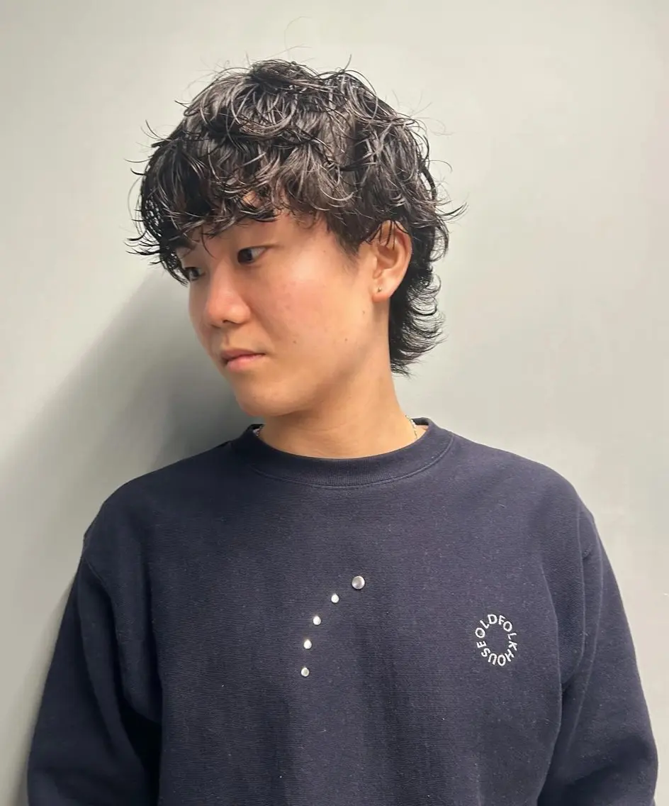 ショート パーマ メンズ 波巻きパーマ ニュアンスパーマ メンズパーマ本町/ 心斎橋ナカムラヒロトのヘアスタイル