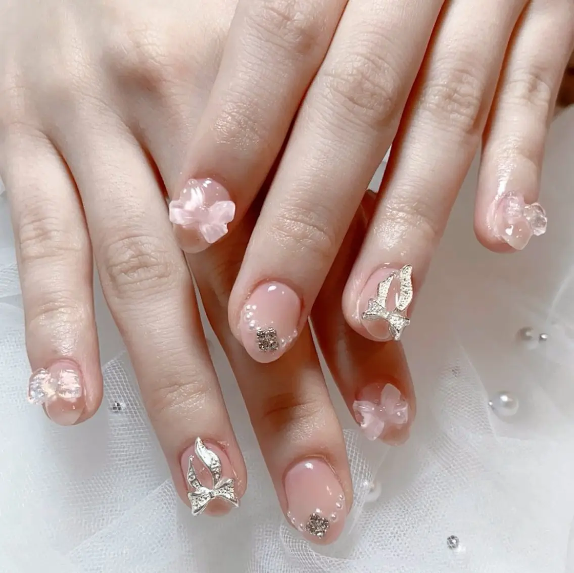 メンズ ネイル メンズ韓国風 アートネイル オーロラネイル ガーリー キラキラネイル ハンドネイル Nail salon 木にいるのネイルデザイン
