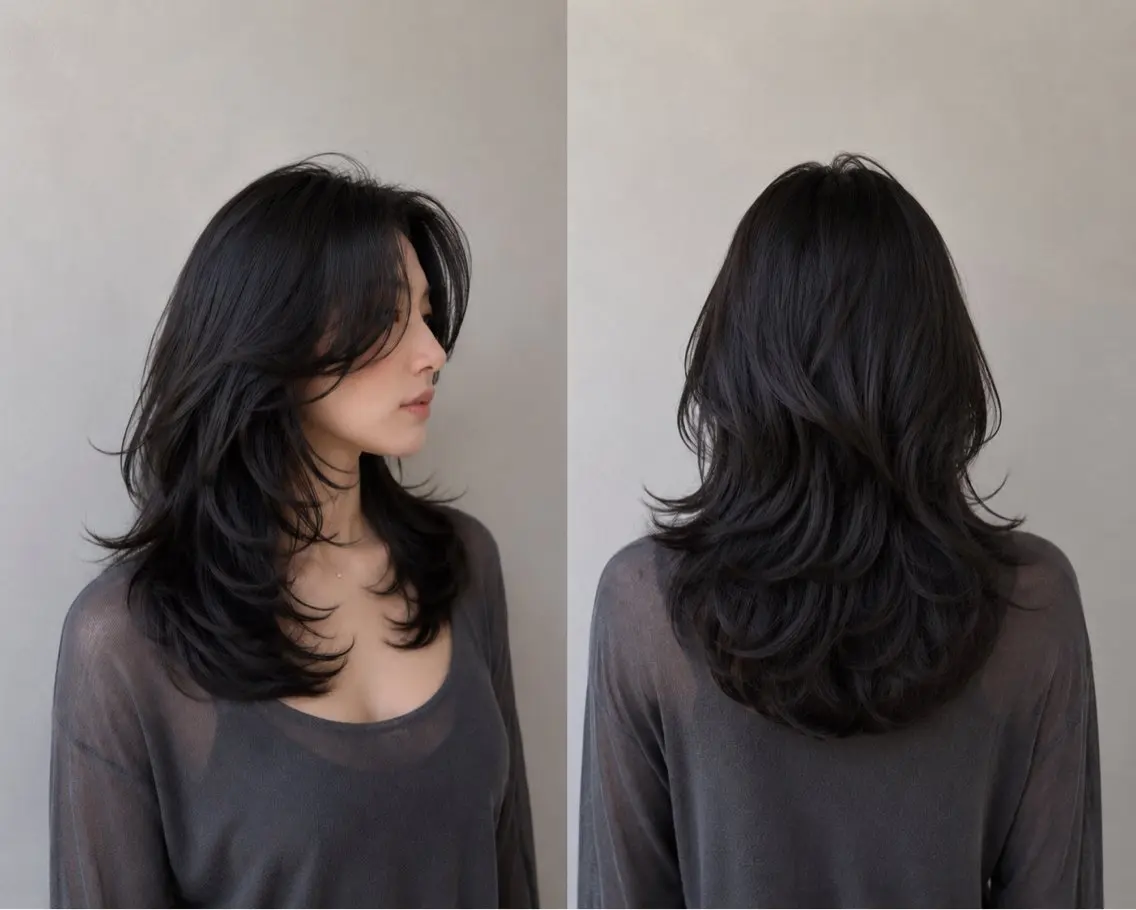 セミロング カラー バレイヤージュ ブリーチ ケアブリーチ 透明感カラー ダブルカラー カット ヘアカラー トリートメント 顔まわりレイヤー× 韓国ヘアオタベシンヤのヘアスタイル