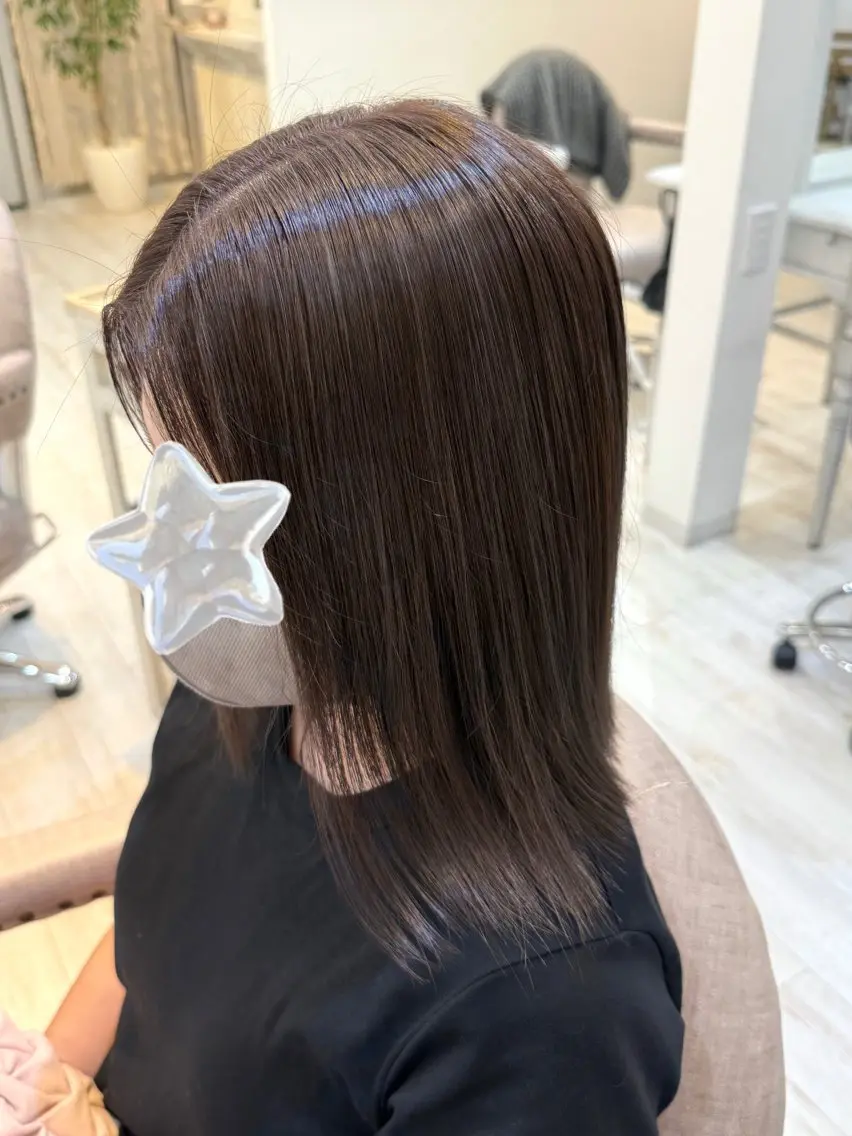 ミディアム カラー グレージュ 縮毛矯正 ヘアカラー reina /練習モデル様募集中のヘアスタイル