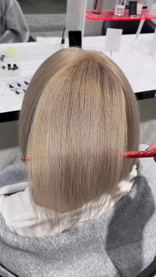 ミディアム 縮毛矯正 縮毛矯正 トリートメント 縮毛矯正/ ハイトーン/あすまのヘアスタイル