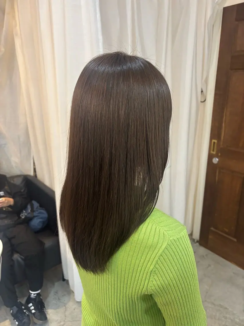 ミディアム カラー ベージュカラー 透明感カラー オリーブベージュ カット ヘアカラー トリートメント ボブ/可愛いスタイル ⠀ゆらのヘアスタイル