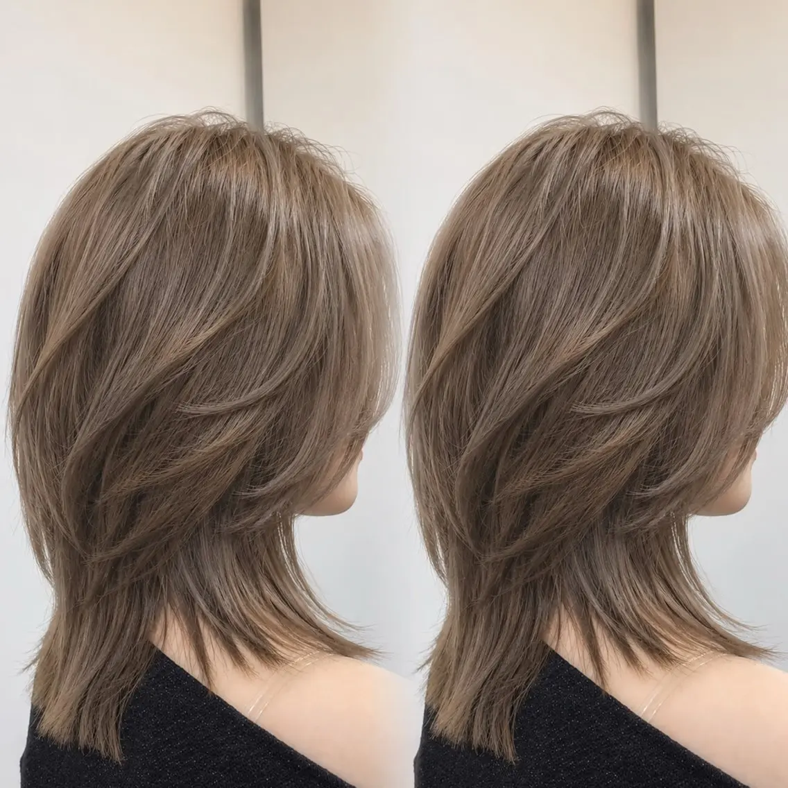 ミディアム レイヤーカット カット ヘアカラー トリートメント 海外レイヤー🇺🇸 ハイライト/SAKUのヘアスタイル