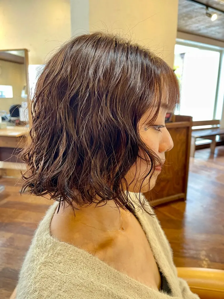 パーマ ボブ 女性理容師 黒岩　さちのヘアスタイル
