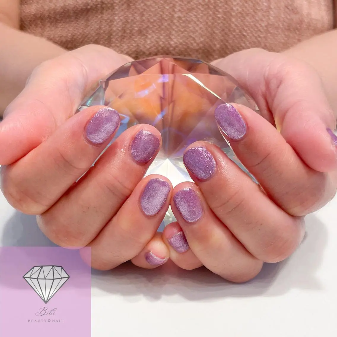 ネイル マグネットネイル パープル ハンドネイル ネイルサロン💎 Bibiのネイルデザイン