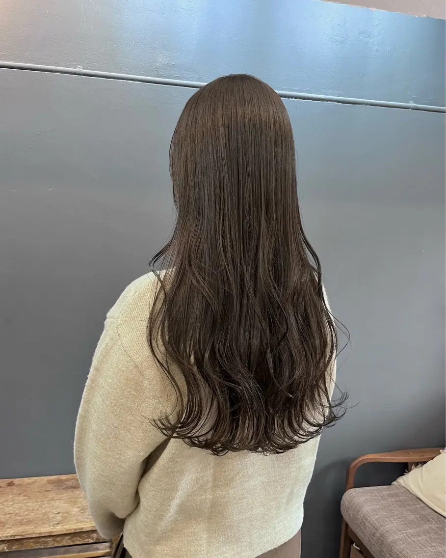 ロング カラー カット ヘアカラー 暗髪とオリーブ🌿 渡辺拓人のヘアスタイル