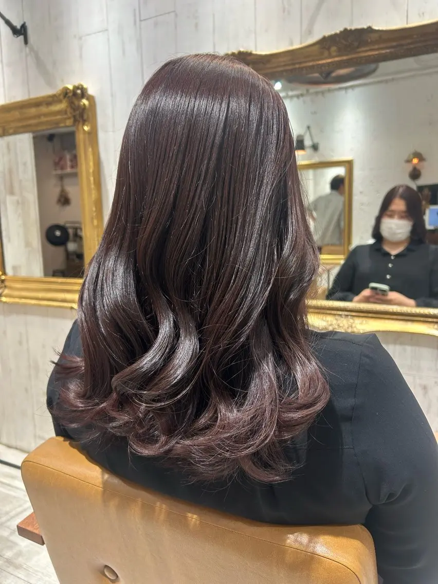 セミロング ヘアアレンジ ヘアカラー re view 日和のヘアスタイル