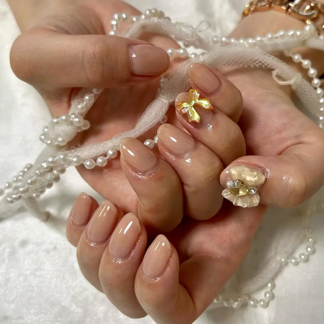 ネイル ガーリー リボン 韓国ネイル💠 Tomoのネイルデザイン