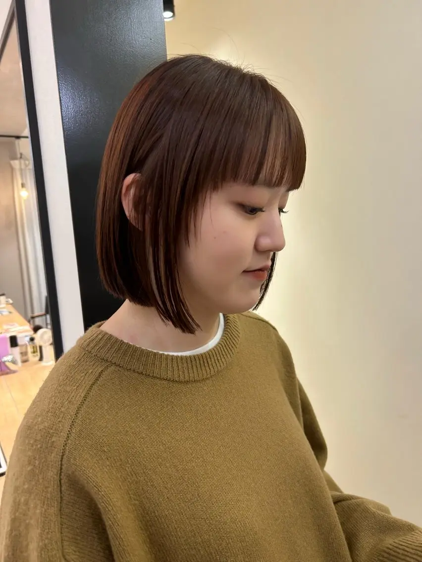 ショート カラー ベージュカラー オレンジ オレンジベージュ ボブ hubhair レイヤー/透明感のヘアスタイル