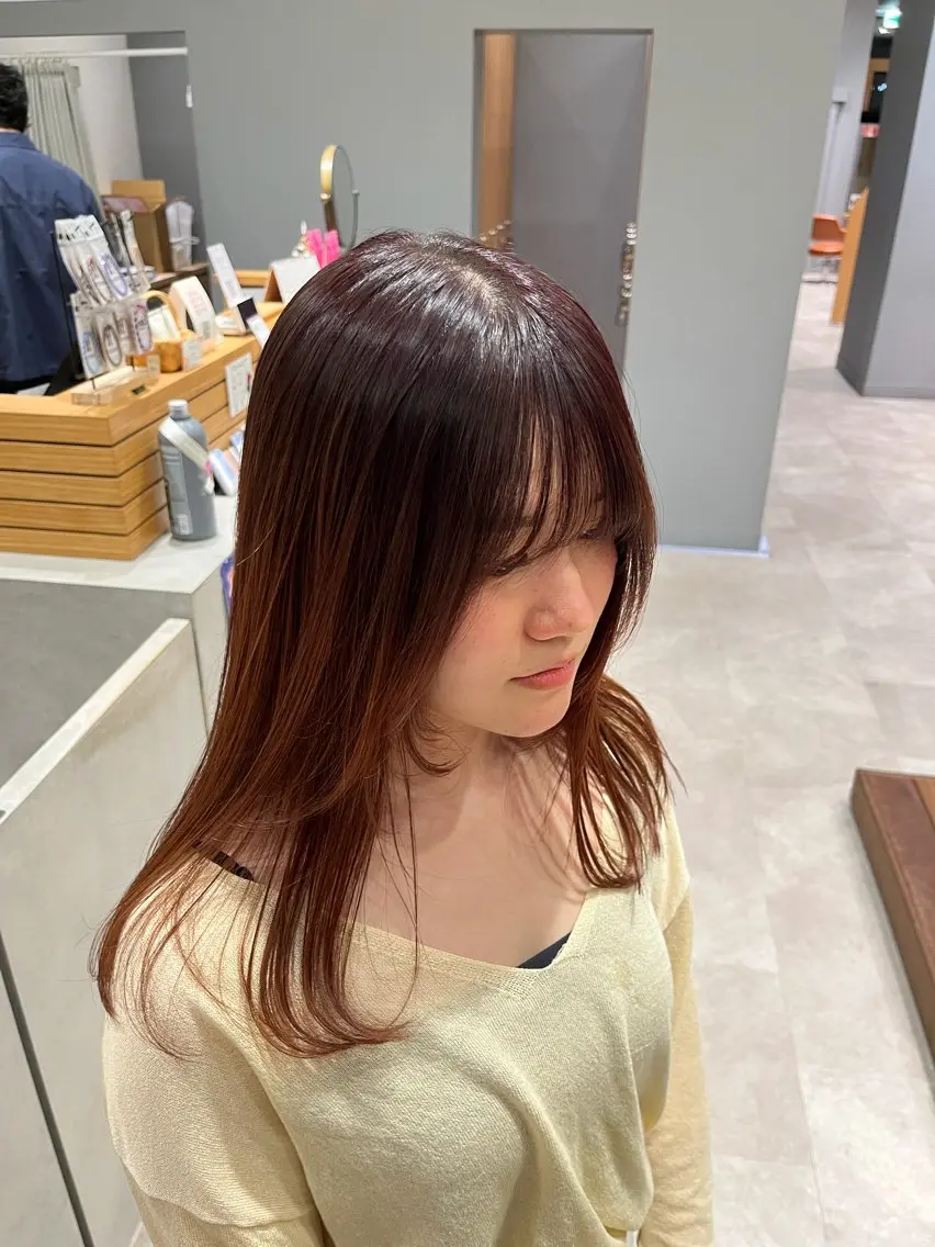 セミロング カラー ブラウンカラー レイヤーカット ヘアカラー トリートメント 田中 望夢のヘアスタイル
