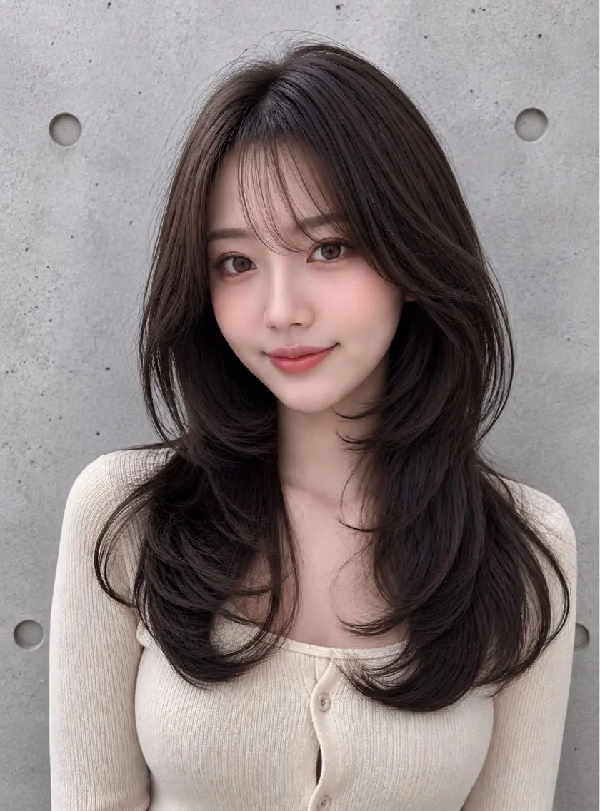 セミロング カラー ヘアアレンジ グレージュ くびれヘア 顔まわりレイヤー ハッシュカット 韓国風ヘア カット ヘアカラー トリートメント 🌫️大人韓国ヘア 🌫️naoyaのヘアスタイル