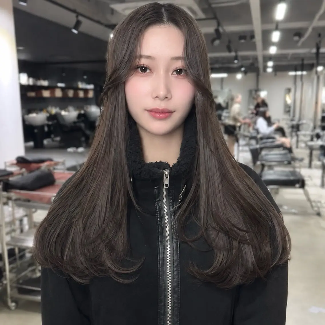 ロング くびれヘア 顔まわりレイヤー 顔周りカット 韓国風ヘア くびれレイヤー カット ヘアカラー 韓国レイヤー🇰🇷 艶髪💎renのヘアスタイル