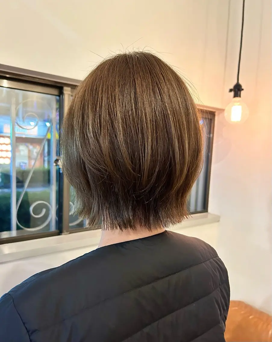 ショート ボブレイヤー ボブ レイヤーカット 透明感カラー 美髪矯正💎momoのヘアスタイル