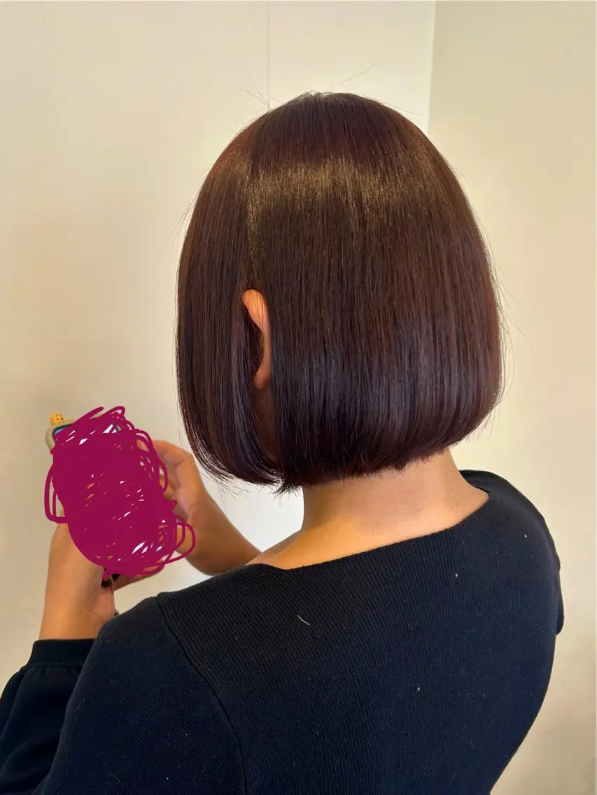 カラー ブリーチ ダブルカラー レッドカラー 森田 真由のヘアスタイル