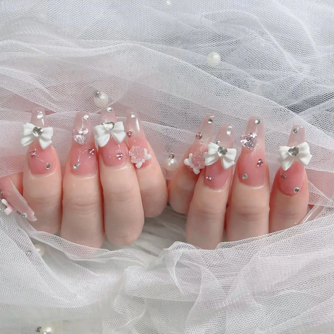 ネイル フットネイル フレンチネイル グラデーション 韓国ネイル ロングネイル ハンドネイル Hani Nail Salonのネイルデザイン