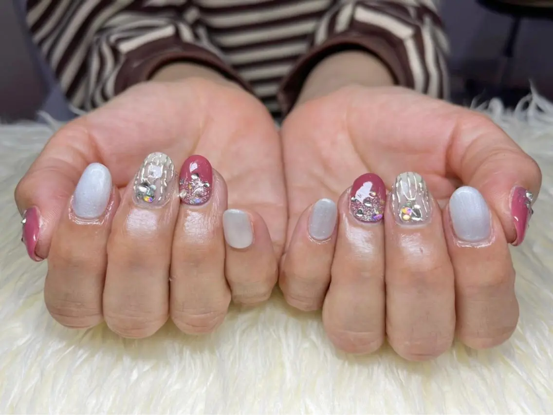 ネイル 長さ出し ジェルネイル 韓国ネイル マグネットネイル ミラーネイル ハンドネイル Nail&eye Belire 新宿のネイルデザイン