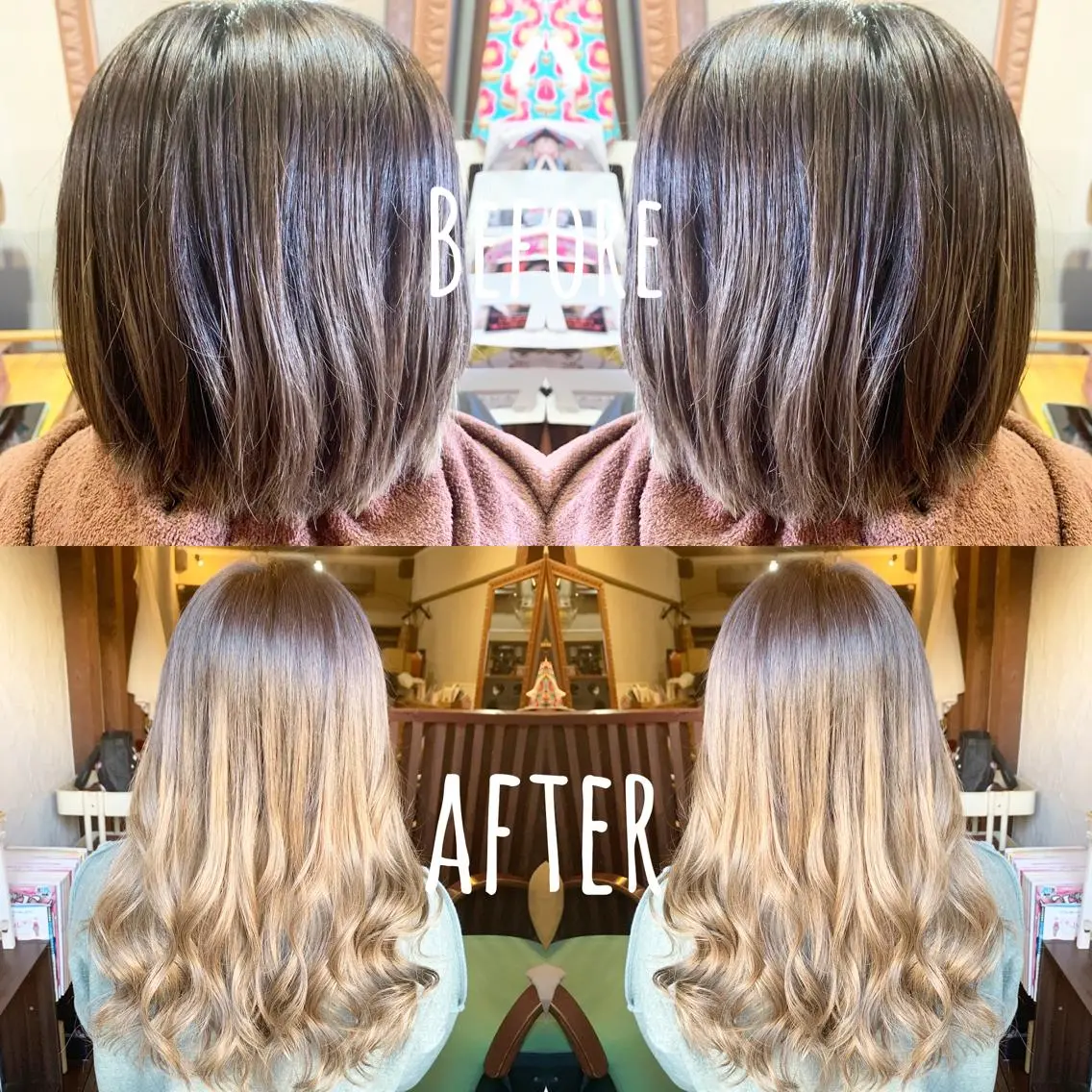 ロング シールエクステ ボブ エクステ カット ヘアカラー エクステ ❤️MASAKO❤️ 🌸🩷エクステ🩷のヘアスタイル