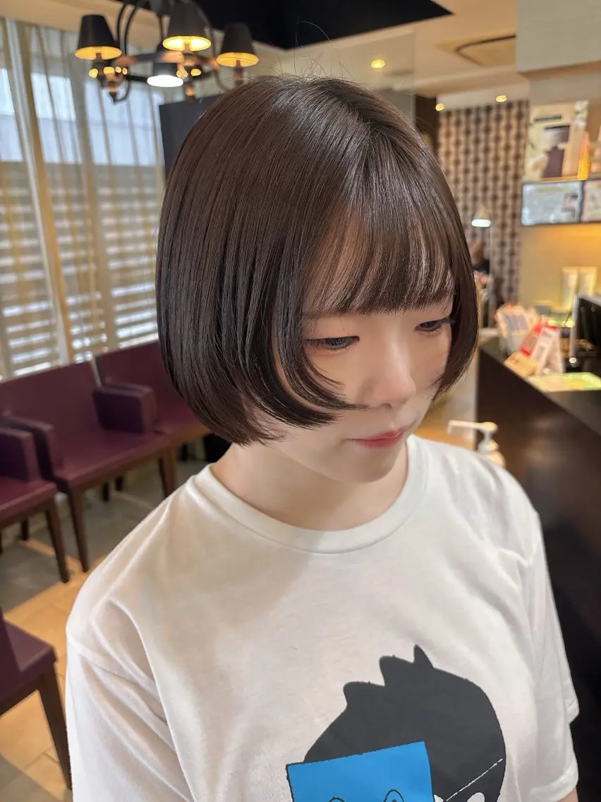 ショート ボブ 顔まわりレイヤー 顔周りカット レイヤーカット カット ヘアカラー 髪質改善/縮毛 矯正/れいなのヘアスタイル