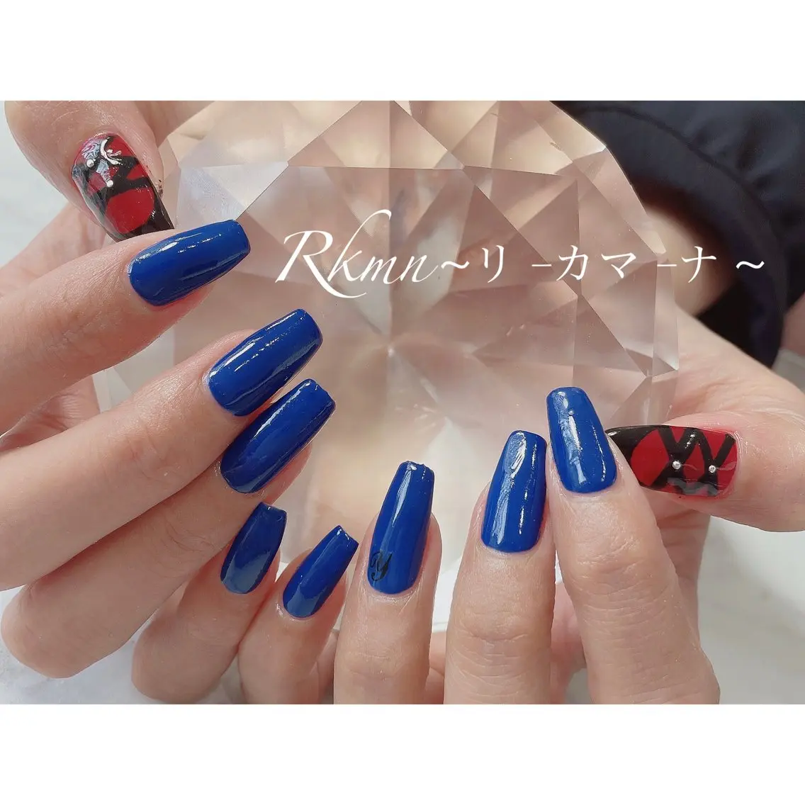 ネイル アートネイル ブルー フレンチネイル リボン 春ネイル ハンドネイル フットネイル ハンドケア Rkmn ~リ-カマ-ナ~のネイルデザイン