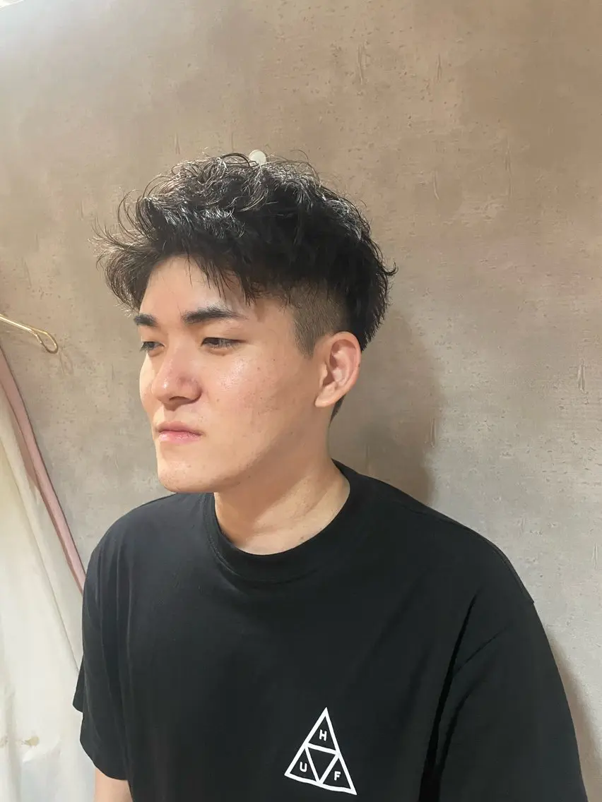 パーマ メンズ メンズパーマ ツーブロック カット ヘアセット 心斎橋/メンズ /ルレイル/地形真希のヘアスタイル