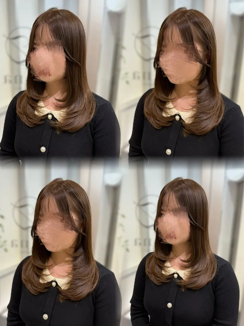 前髪カット+ケアカラー+超音波クイックトリートメント【髪質改善】¥7900の写真