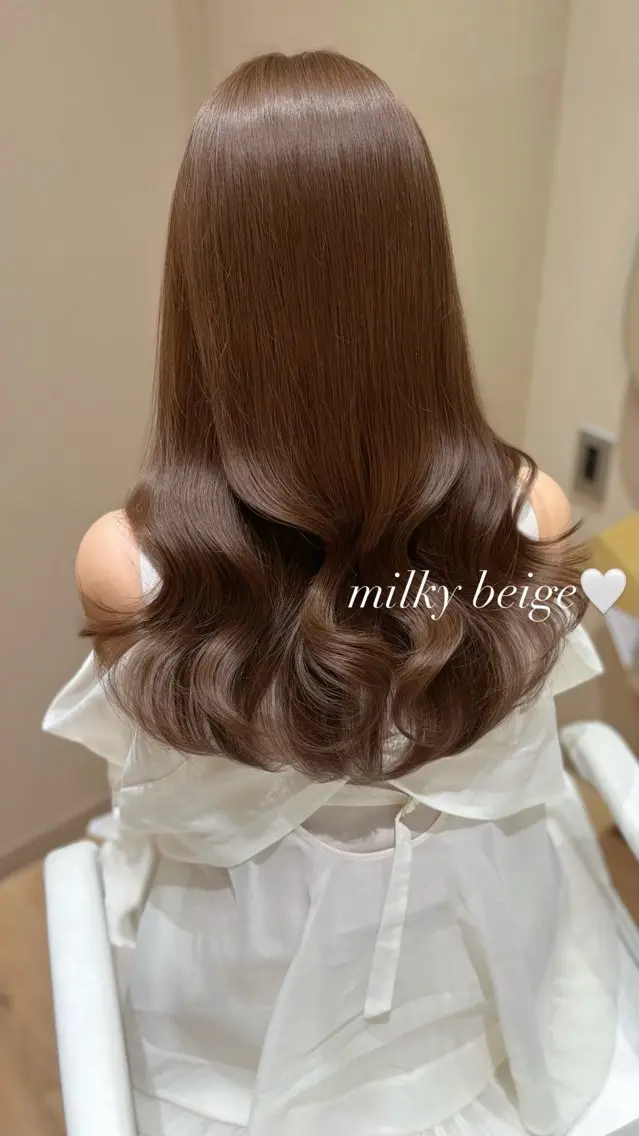 セミロング カラー ベージュカラー ミルキーベージュ KANON 透明感カラー🎀のヘアスタイル