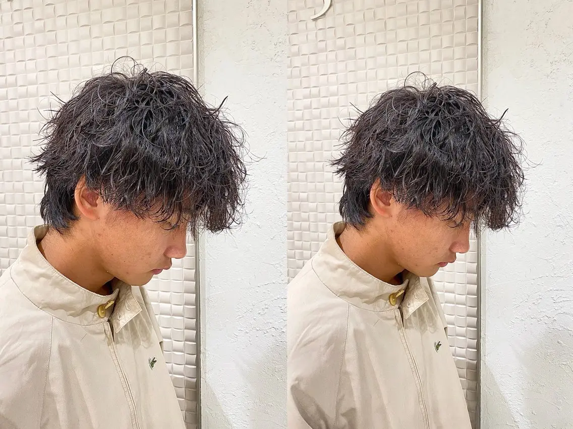 ミディアム カラー パーマ メンズ キッズ カット パーマ トリートメント ヘアセット 新宿メンズパーマ ヨモギダのヘアスタイル