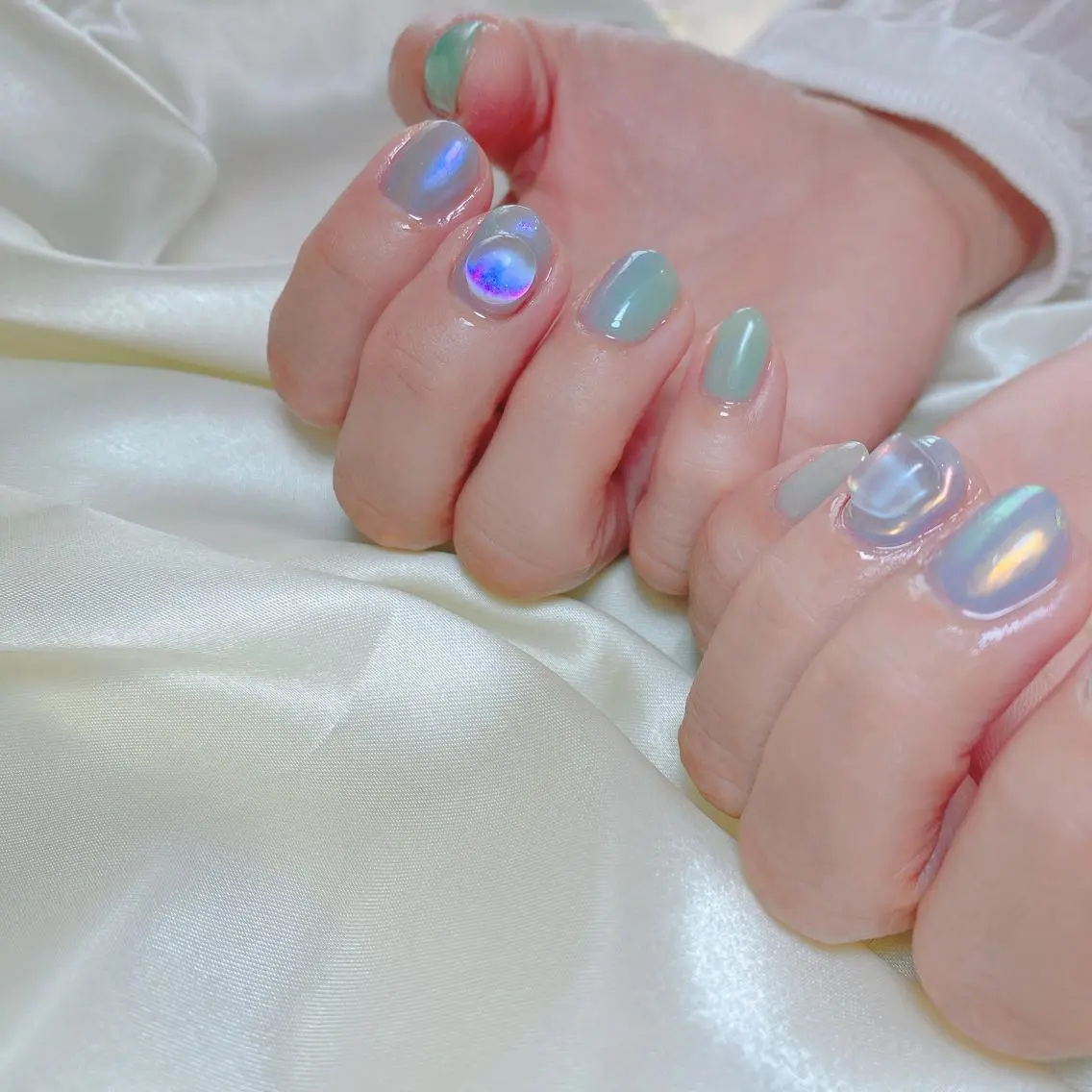 ネイル アートネイル オーロラネイル クリアネイル フレンチネイル 氷ネイル・うるうるネイル smile nail_laboのネイルデザイン