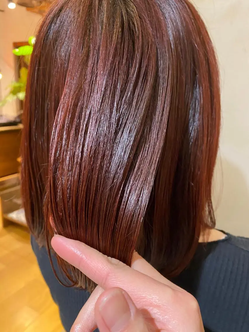 ツヤ感UPオイルカラー+髪質改善トリートメント☆オイルで艶々仕上がり♪の写真