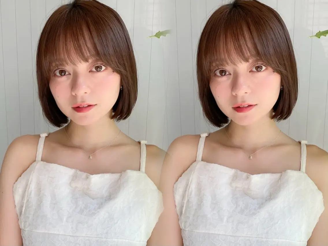 ミディアム カラー ボブ カット ヘアカラー トリートメント レイヤー×髪質改善✨ 渋谷/佐藤侑哉のヘアスタイル