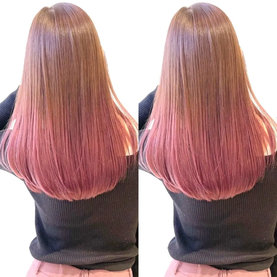 ロング カラー ベージュカラー グラデーションカラー ピンクカラー ブリーチ無しダブル カラー🦕まどかのヘアスタイル